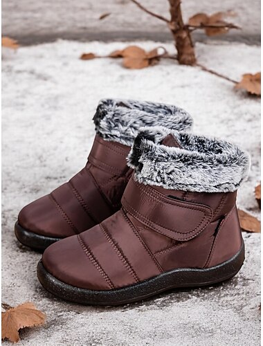  wasserdichte Winterstiefel für Damen mit Kunstfellfutter und verstellbarem Klettverschluss – warme und bequeme Schneestiefel