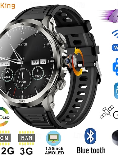  696 H19 Умные часы 1.95 дюймовый Смарт Часы Bluetooth Педометр Напоминание о звонке Датчик для отслеживания сна Совместим с Android iOS Мужчины GPS Хендс-фри звонки Фотоаппарат IP 67