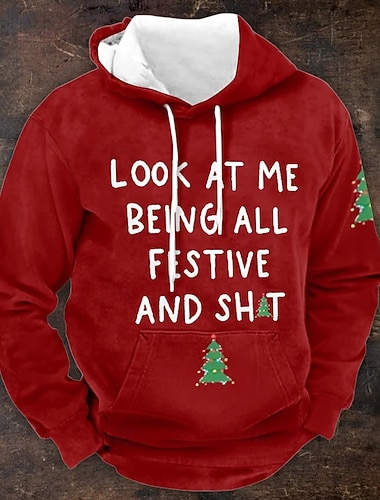  рождественские мужские смешные рождественские толстовки с капюшоном с 3D-принтом, слово / фраза, повседневные толстовки с 3D-принтом для спорта, отдыха, уличной одежды, красные толстовки с капюшоном,