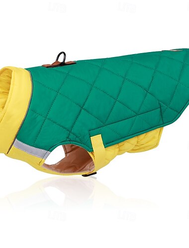  犬用 コート ジャケット パーカージャケット ハーネス付き 反射 ウォーム 耐水性 犬服 for 中量 ラージ