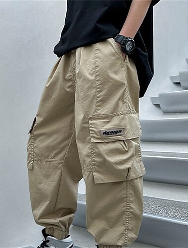  kinderkleidung Jungen Hose Hose Patchwork Tasche Feste Farbe Atmungsaktiv Weich Comfort Hose Outdoor Täglich Basic Schwarz Khaki Mittlere Taille