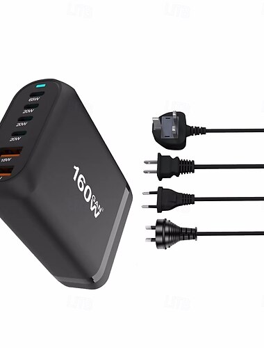  160w gan snel opladen 3.0 usb type c snellader mobiele 6-poorts usb type c pd-lader handig om mee te nemen tabletlader