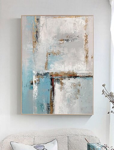  handgemaltes grünes Minimalismus-Gemälde, beige, Wandkunst, großes, weißes, abstraktes Ölgemälde mit Goldfolie auf Leinwand, Wohndekor für Wohnzimmer, kein Rahmen
