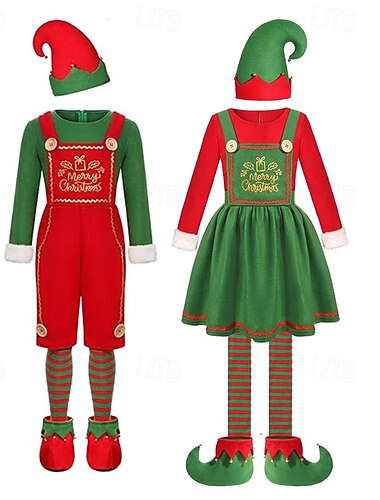  Elfo Completi Costume di fantasia Costume di Natale Per uomo Per donna Da ragazzo Da ragazza Natale Capodanno vigilia di Natale Costume cosplay Adulto Per bambini Feste Natale Costume