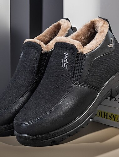  warme Schlupfstiefeletten für den Winter für Herren – braun und grau mit Kunstfellfutter und rutschfester Sohle