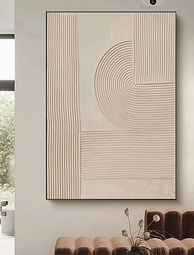  handgemaltes schweres beiges 3D Strukturgemälde minimalistisches Gemälde auf Leinwand Wandkunst modernes neutrales Geschenk Wohndekor Rahmen fertig zum Aufhängen oder ohne Rahmen