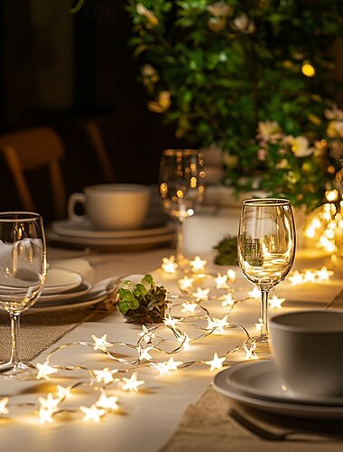  led ster feeën lichtsnoer, 2m/5m zilveren draadlampjes, op batterijen werkende kerst- en nieuwjaarsvakantiedecoratie (batterij niet inbegrepen)