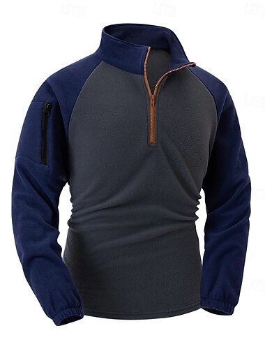  Per uomo Felpa Di pile Felpa con cerniera a un quarto Blu marino Cachi Grigio mezza cerniera Liscio Tasche Sportivo Giornaliero Per eventi Streetwear Fantastico Informale Inverno Primavera & Autunno
