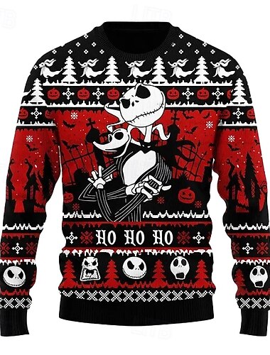  Nightmare جاك سكيلنتون Pullover سويت شيرت مضحك لعيد الميلاد 3D عيد الميلاد مضحك من أجل الزوجين رجالي نسائي للبالغين كريسماس عيد الميلاد مهرجان طباعة ثلاثية الأبعاد مناسب للحفلات مهرجان