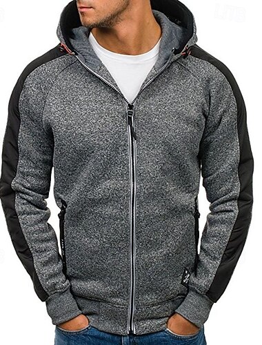  Hombre Sudadera con capucha y cremallera completa Sudadera con cremallera Sudadera con capucha y cremallera Negro Gris Claro Gris Oscuro Con Capucha Bloque de color Cerrar Cremallera Bolsillo Deporte