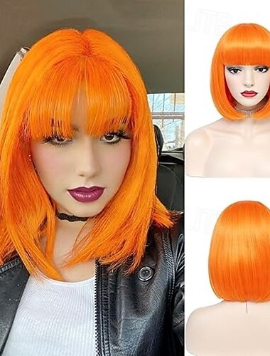  peruca bob com franja peruca curta com franja para mulheres perucas curtas de aparência natural, peruca de cabelo liso peruca colorida para cosplay, perucas de festa de natal