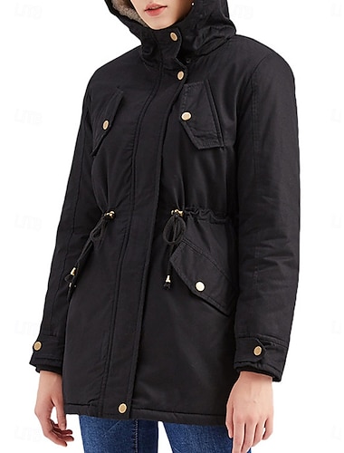  Damen Fleecejacke Teddy-Mantel Hoodie Jacke warm halten Atmungsaktiv Zip Tasche Innenfutter aus Fleece Brautkleider schlicht Glatt Urlaub Strasse Freizeitskleidung Ausgehen Reisverschluss Standard