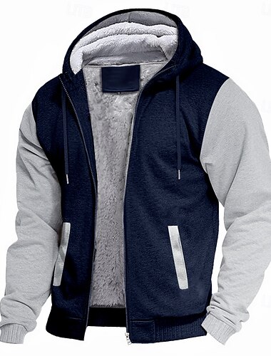  Herren Zip Hoodie Kapuzenjacke Fleece-Hoodie Dicke Hoodies Marineblau + Hellgrau Dunkelgrau + Schwarz Schwarz Rote Marineblau Mit Kapuze Glatt Arbeit Sport & Natur Casual Strassenmode Basic