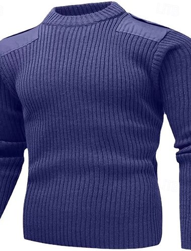  Hombre Suéter de punto Cachemira Suéter de cachemira Estriado Tejer Regular De Punto Plano Cuello Barco Moda Casual Ropa Cotidiana Cita Ropa Otoño invierno Azul Marino Verde Ejército S M L