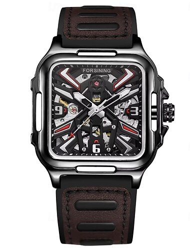  Forsining Casual Skelett Hohl Automatikuhr 3D Montre Homme Herren Armbanduhren leuchtende Militäruhren