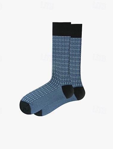  Herren 1 Paar Socken Blau Grün Farbe Karomuster Kariert Geometrie Formell Hochzeit Jahrestag Dünn Frühling & Herbst Strickware Elegant