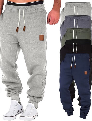  Voor heren Fleece broek Joggingbroeken Jogger Broek Trekkoord Effen Comfort Ademend Buiten Dagelijks Uitgaan Modieus Casual Zwart Groen