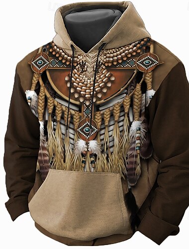 Męskie Sowa Bluza z Kapturem Z kapturem Bluzy Bluza z Kapturem Długi rękaw Bluza z kapturem Kaptur Codzienny Druk 3D Sporty na świeżym powietrzu Urlop Streetwear Brązowy Zieleń wojskowa Nadruk