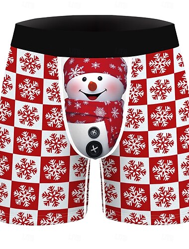  Herren 1 pc Weihnachtsunterwäsche Patchwork Polyester Atmungsaktiv Weich Komfortabel Graphic Mittlere Hüfthöhe Weiss + rot Schwarz