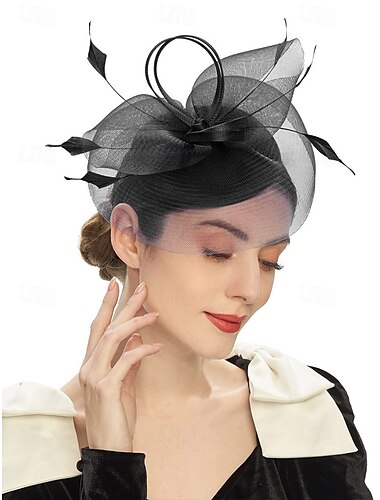  eleganter Fascinator-Hut für Damen mit Netzschleier und Schleifenakzent, perfekt für Hochzeiten, Teepartys und besondere Anlässe