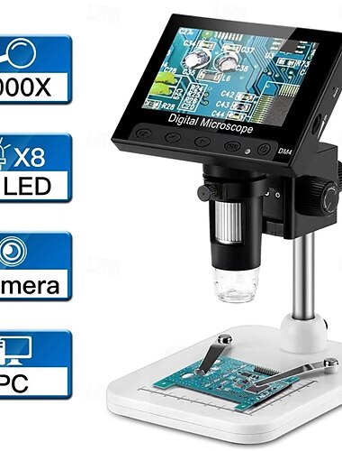  4,3" LCD displej usb digitální elektronický mikroskop endoskop záznam 1000x 2 megapixely s 8 led stojanem pro opravné pájení