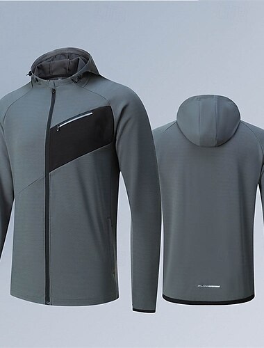  Herr T-shirt för jogging Reflexband Dragkedja fram Långärmad T-shirt Ledigt Fritids- Höst Håller värmen Vindtät Andningsfunktion Gymträning Löpning Gång Sportkläder Sportkläder Färgblock Svart