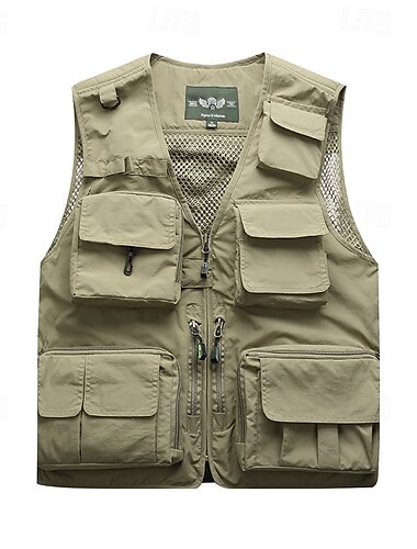  Herren Weste für Wanderer Wander-Fleeceweste Ärmellos Weste Außen Atmungsaktiv Komfortabel Tasche Polyester Dunkelgrau Schwarz Gelb Jagd Angeln Klettern