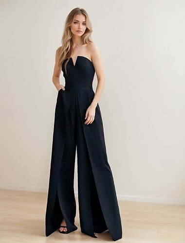  Jumpsuits Partykleider Partykleid formell bodenlang ärmellos trägerlos Chiffon mit Schlitz 2025