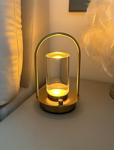  Lámpara de mesa inalámbrica recargable por USB, atenuador tricolor, linterna de noche para escritorio, luz de ambiente táctil para el hogar, hotel, camping, mesa de comedor, 1 unidad