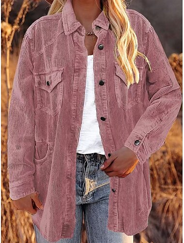  Damen Freizeitjacke Outdoor Strasse Freizeitskleidung Herbst Winter Standard Mantel Regular Fit warm Atmungsaktiv Stilvoll Brautkleider schlicht Jacken Langarm Glatt Mit Taschen Rosa Beige