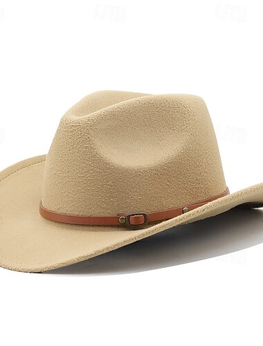  Herren Kentucky Derby Hut Sonnenhut Cowboyhut Fedora-Trilby-Hut Schwarz Rote Wollig Vintage-Stil Mode 18. Jahrhundert Bundesstaat Texas Täglich Themenparty Einfarbig Sonnenschutz Verstellbare Größe