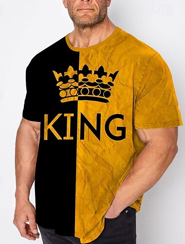  男性用 プラスサイズ Tシャツ ビッグアンドトール グラフィック クルーネック プリント 半袖 春夏 ファッション ストリートファッション ベーシック 快適 カジュアル スポーツ トップの