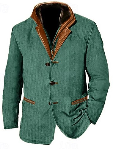  Per uomo Giacca di velluto a coste Antivento Giornaliero Da mare Tenere al caldo Colletto in pile Nessuna fodera in pile Autunno inverno Liscio Di tendenza Streetwear Bavero Standard Blu Cachi Verde
