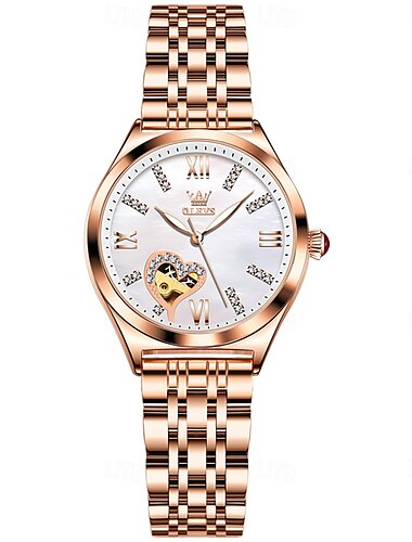  OLEVS Damen Mechanische Uhr Modisch Lässige Uhr Armbanduhr Automatikaufzug leuchtend WASSERDICHT Dekoration Edelstahl Beobachten