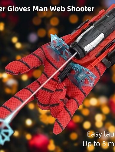  lanceur d'araignées en soie d'araignée, araignée héros homme, gants en soie tournante, jouet noir pour enfants, garçon, balles souples pouvant être lancées, cadeau d'Halloween pour cadeaux de Noël