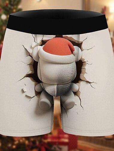  Kerstman Kerst pyjama Boxer shorts Ondergoed kerstcadeau Voor heren Grappig Kerstmis Patroon Volwassenen Kerstmis Nieuwjaar kerstavond Kerstmis Feest