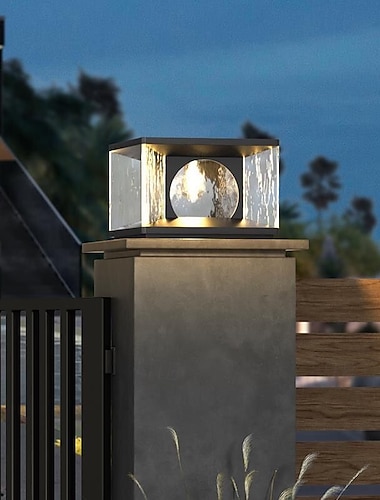  Lámpara de poste para exteriores, moderna lámpara de columna para entrada de patio con carcasa de acero inoxidable, luces de pilar para patio, 110-240 V, 20 W