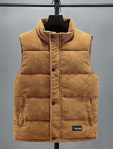  Per uomo Gilet imbottito Gilet in velluto a coste Gilet trapuntato Da tutti i giorni Da mare Per uscire Di tendenza Essenziale Primavera & Autunno Cerniera Velluto a coste Comodo Liscio Cerniera