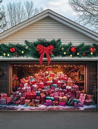  juledørdekorasjoner utendørs garasjeportdeksel julejulegaver banner gårdshus stort julebakteppe for ferie utendørs garasjeport hjem veggdekorasjoner