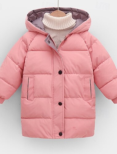  Barn Unisex Dun Hettegenser Yttertøy Helfarge Kamuflasje Langermet Lomme Frakk utendørs Daglig Grunnleggende Kamuflasje svart Svart Gul Høst Vinter 4 år +