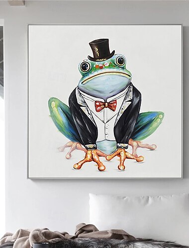  Mintura handgefertigte Ölgemälde mit Frosch-Tieren auf Leinwand, Wandkunst, Dekoration, modernes abstraktes Bild für die Inneneinrichtung, gerolltes, rahmenloses, ungedehntes Gemälde