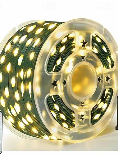  100 m lange Lichterkette mit 1000 LEDs, wasserdichte Lichterkette aus Lederdraht mit Fernbedienung, Niederspannung, perfekt für Weihnachtsdekoration im Innen- und Außenbereich.