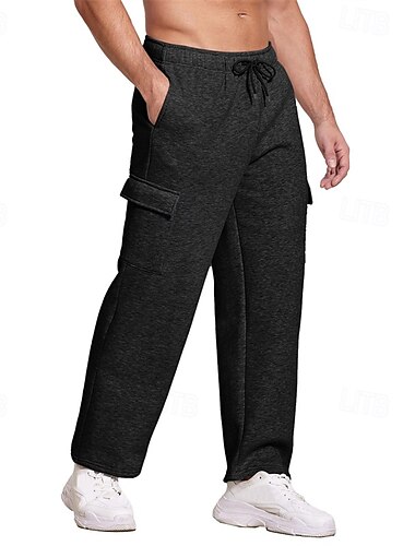  Herren Jogginghose Trainingshose Jogginghose Jogger Hose Hosen Cargo-Jogginghose Jogginghose mit geradem Bein Kordelzug Elastische Taille Multi Pocket Glatt Komfort Warm In voller Länge Outdoor