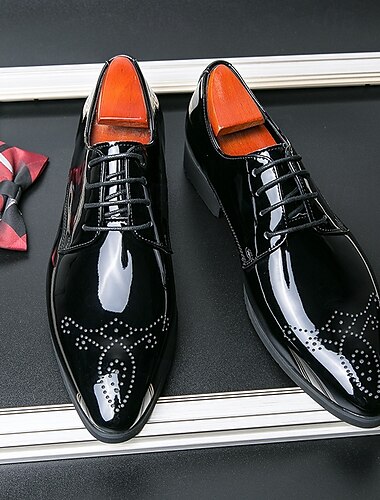 Grüne Lackschuhe aus Kunstleder für Herren – glänzende, formelle Schnürschuhe für Hochzeiten und besondere Anlässe