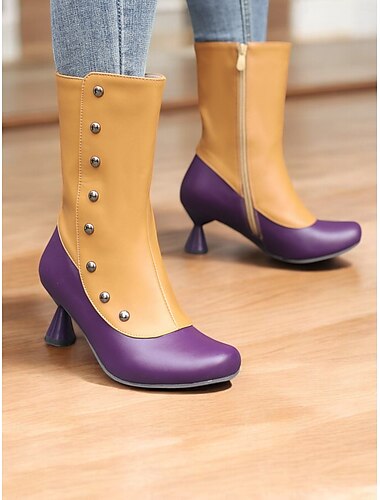  stivaletti vintage bicolore da donna con bottoni e tacco basso – stivali con chiusura a cerniera in stile retrò per la moda autunnale e invernale