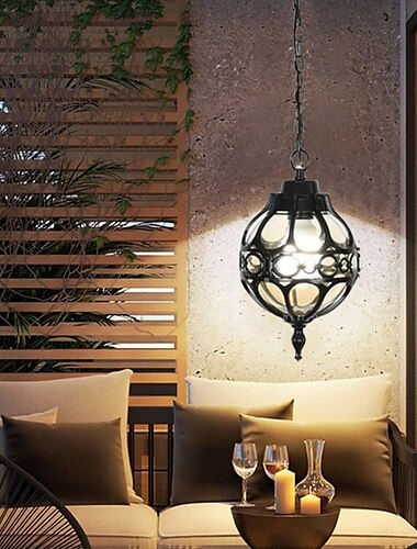  lumini cu pandantiv pentru verandă exterioară glob retro rezistent la apă corp de iluminat suspendat lanternă vintage iluminat de tavan din sticlă aluminiu 110-240 v