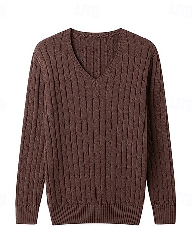  Per uomo Pullover Maglione Maglione corto Maglione lavorato a maglia A coste Cavo lavorato a maglia Maglia Standard Lavorato a maglia Liscio A V Di tendenza Informale Da tutti i giorni Appuntamento