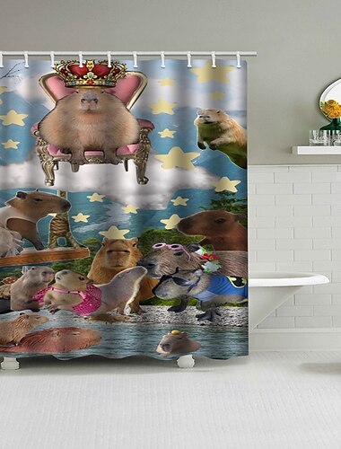  Capybara-Liebhaber 200cm hoch duschvorhang waschbar wasserdichter Kawaii-Nagetier-Badvorhang perfekte Capybara-Geschenke für Kinder niedliche Stoff-Duschdekoration