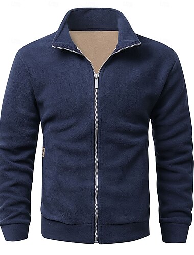  Per uomo Giacca invernale Giacca sportiva Giornaliero Da mare Tenere al caldo Tasche Vello Autunno inverno Liscio Di tendenza Streetwear Colletto alla coreana Standard Nero Grigio scuro Verde