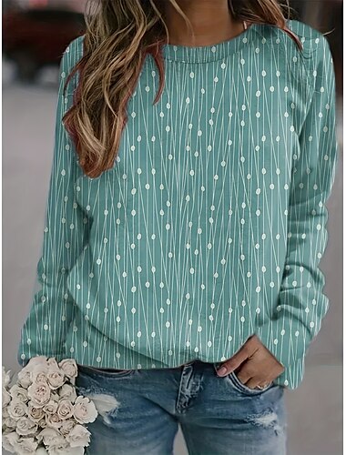 Pullover für Damen, modisch, ethnischer Druck, geometrisch, Stammesmuster, Streetstyle, lässig, Rundhalsausschnitt, lockere Passform, lange Ärmel, gelb, rot, braun, dunkelblau, grau, Frühling,